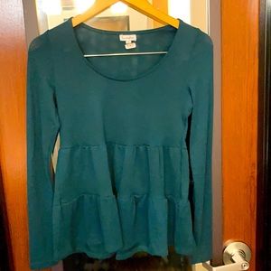 Green flared blouse